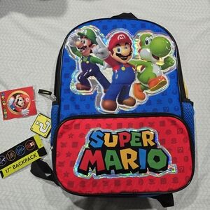 Super Mario Brothers Yoshi Luigi 17" Backpack, Blue & Red / Nintendo Gamer NEW
